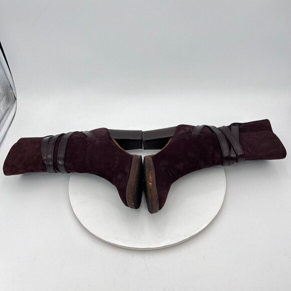 Tory Burch Jamie Women Size 5M Brown Suede Nubuck Crisscross Buckle Pump Boot - Picture 7 of 13